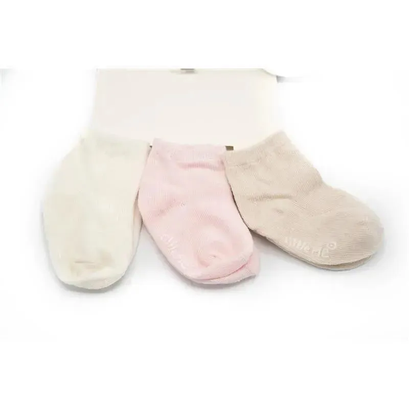 Little Me Beige/White/Pink 6pk Warm Baby Girl Socks - Image 3