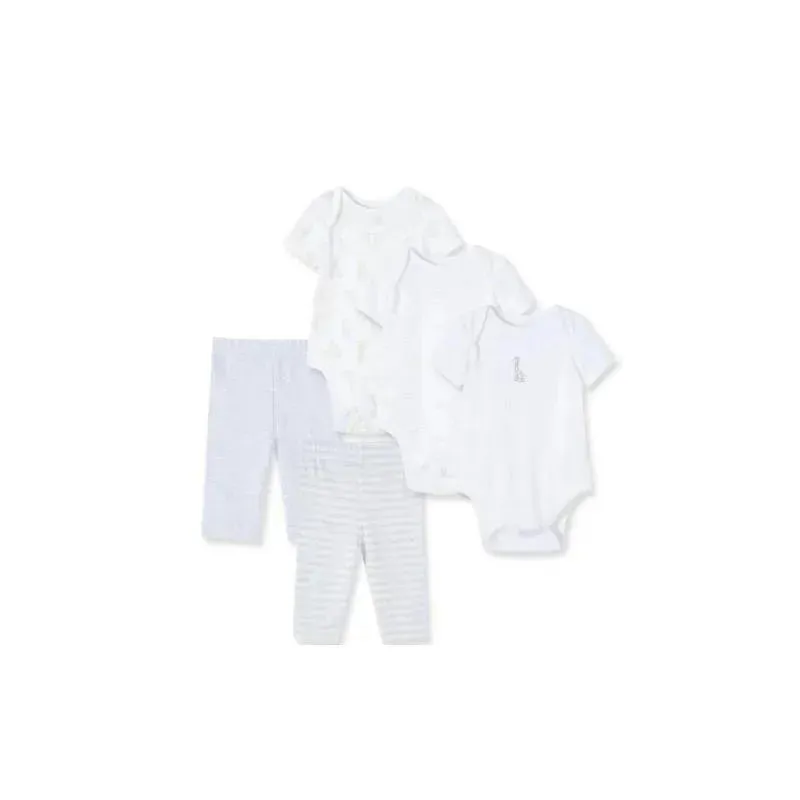 Little Me - Bodysuit Pant Set Giraffe 5 Pc, White