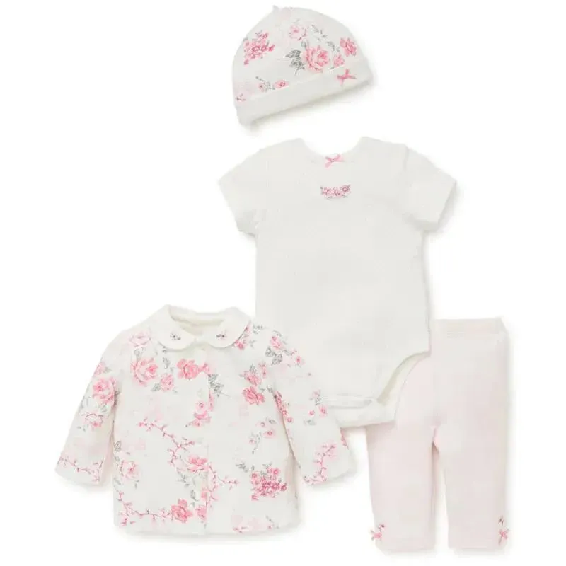 Little Me Bountiful Roses 4-Piece Cardigan Set