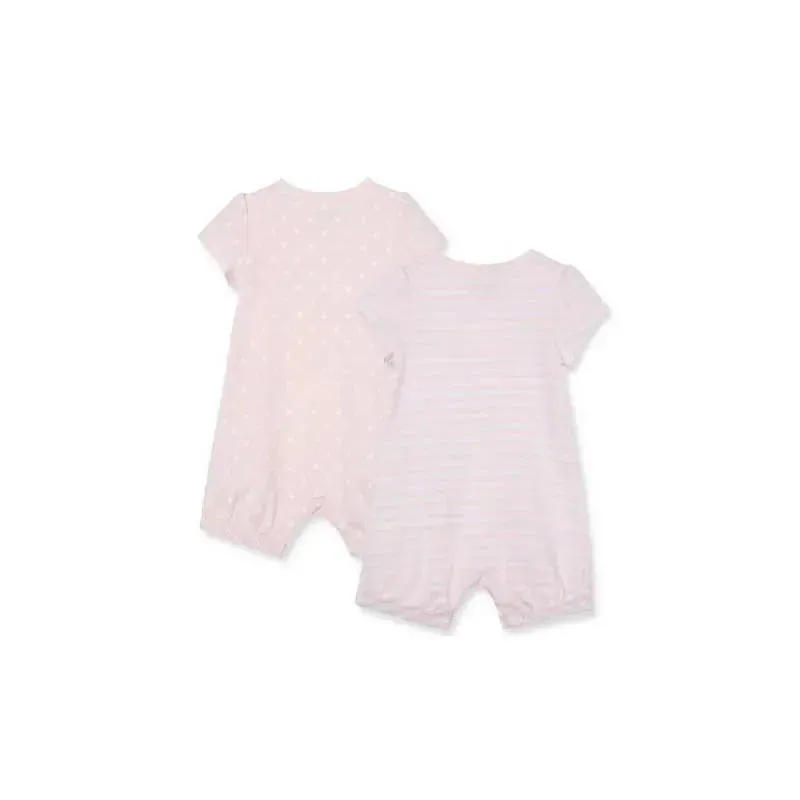 Little Me Bunnies 2Pk Rompers - Pink - Image 2