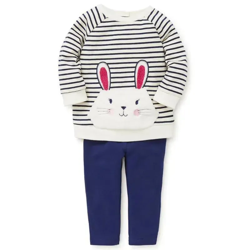 Little Me Bunny 2-Piece Legging Set Navy - Image 2