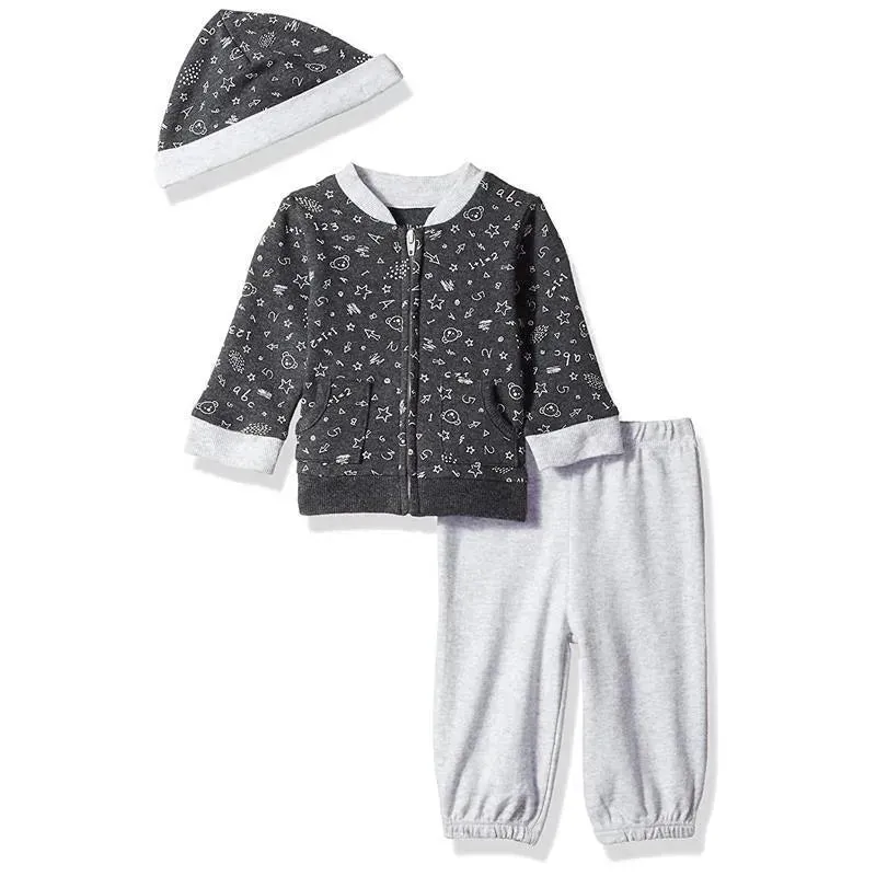 Little Me- Chalkboard Cardigan Set, Heather Gray - Image 2