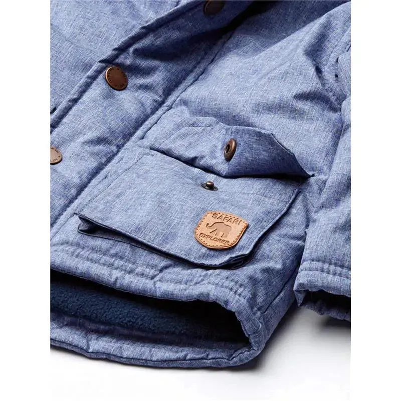 Little Me - Chambray Jacket With Pant Set, Blue - Image 2