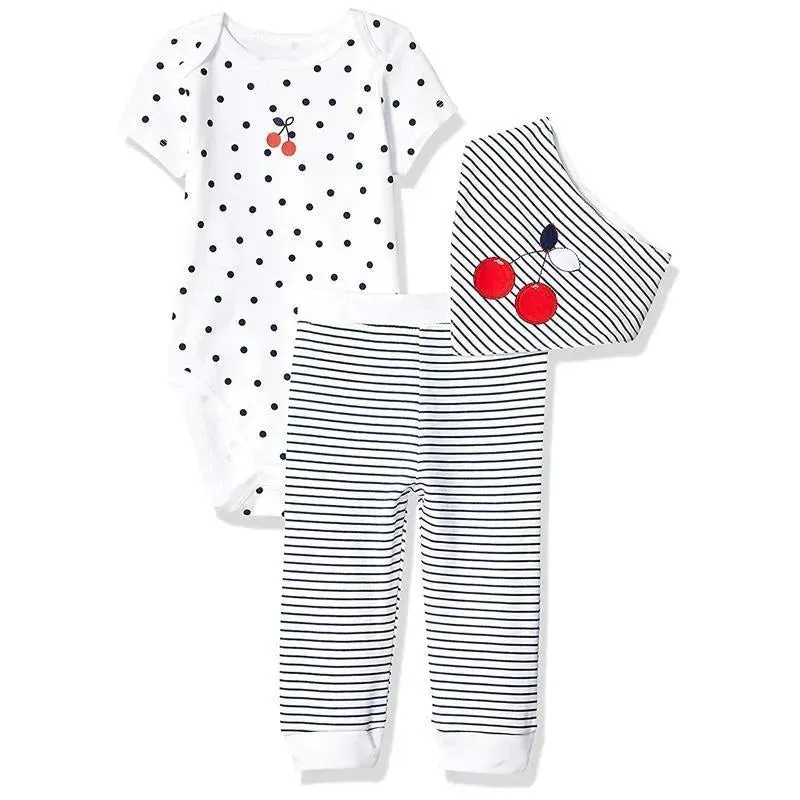Little Me - Cherry 3 Pack Pant Set, White/Blue