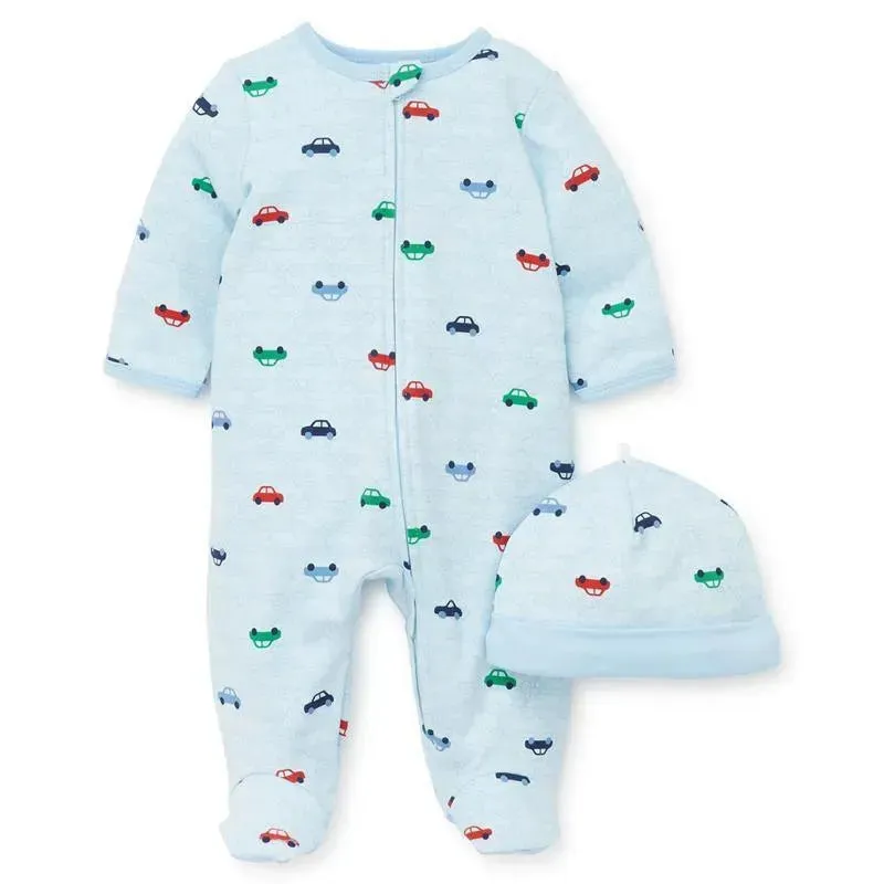 Little Me - Colorful Cars Footie, Blue