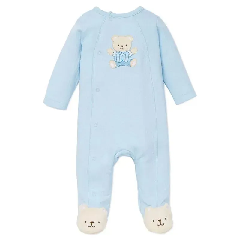 Little Me - Cute Bear Footie, Light Blue