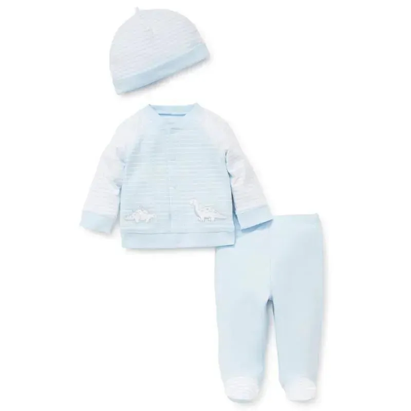 Little Me Dainty Dinos Cardigan Set White/Blue