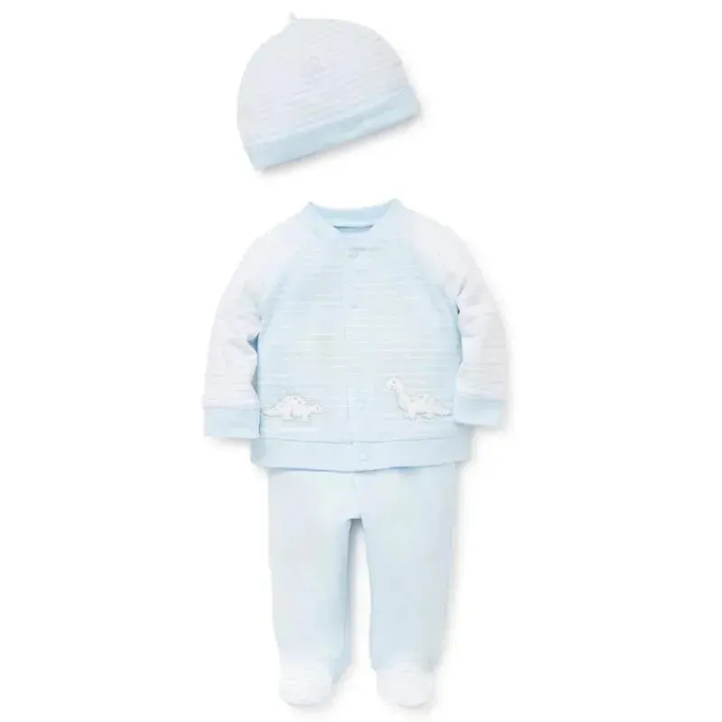 Little Me Dainty Dinos Cardigan Set White/Blue - Image 2