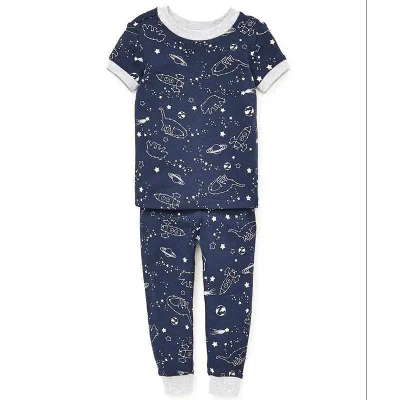 Little Me - Dog 4 Pieces Cotton Pajamas, Blue Multi - Image 2