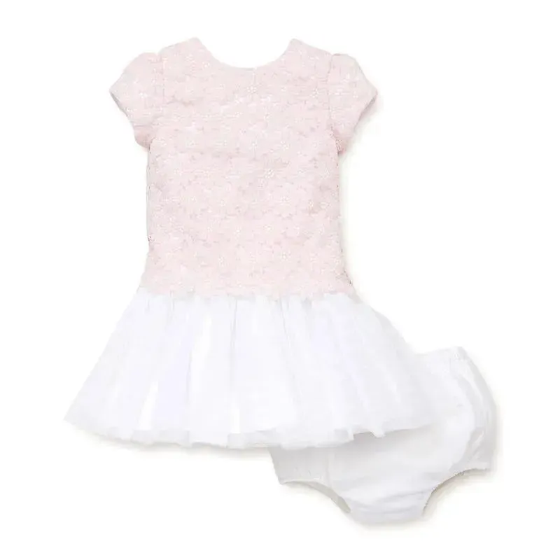 Little Me Floral Lace Dress Set - Pink