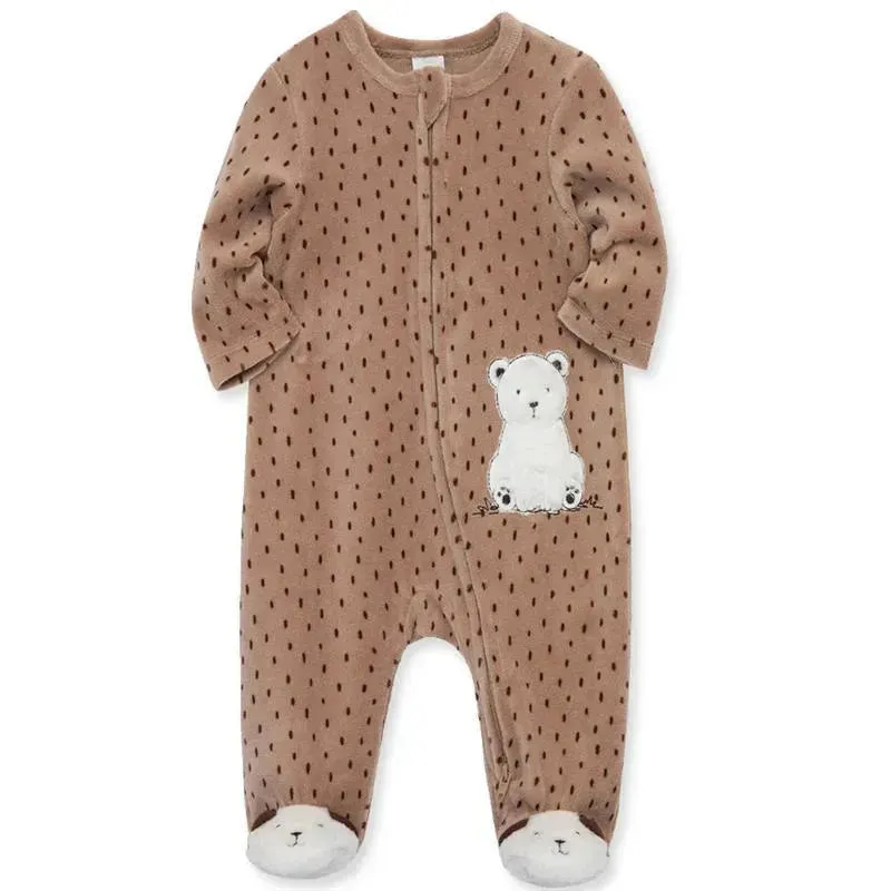 Little Me - Fuzzy Bear Footie, Brown