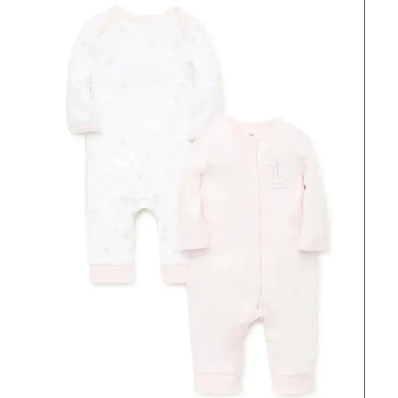 Little Me - Giraffe 2 Pack Coverall, Pink - Image 2