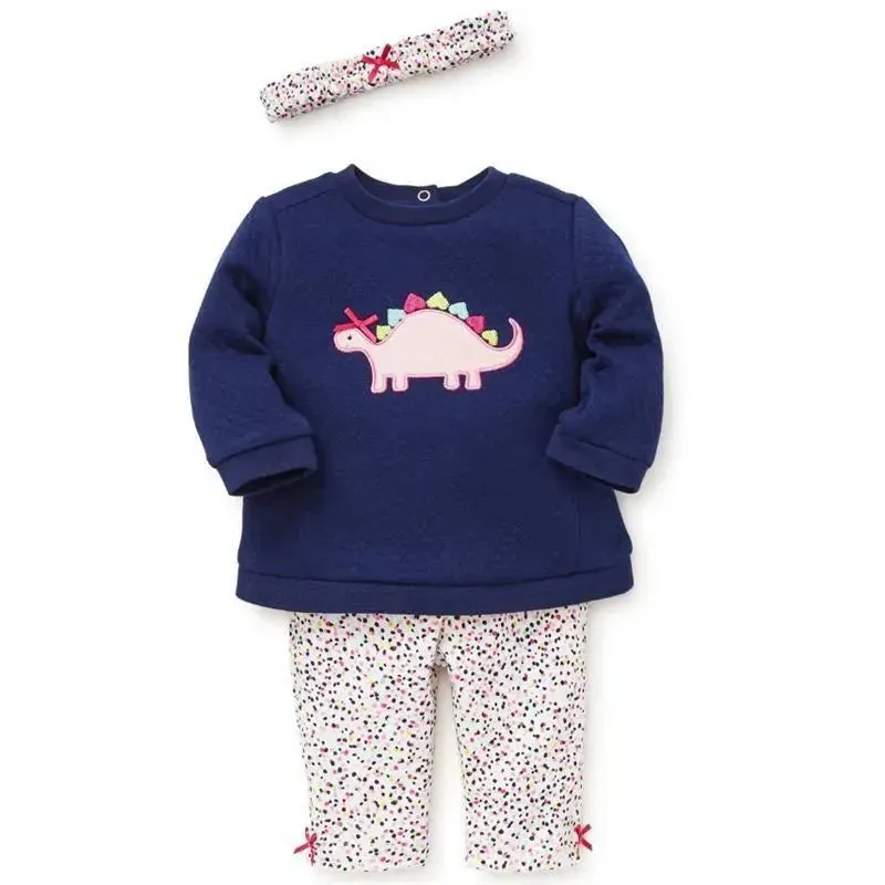 Little Me Girl Dino Sweatshirt Set - Image 2
