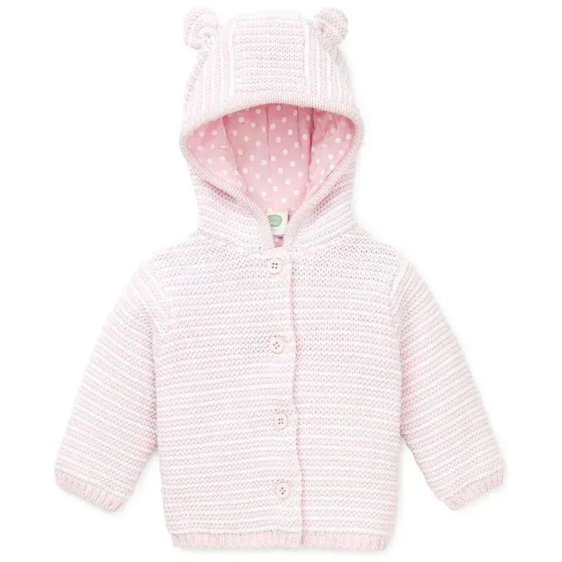 Little Me - Girl Texture Cardigan, White/Pink