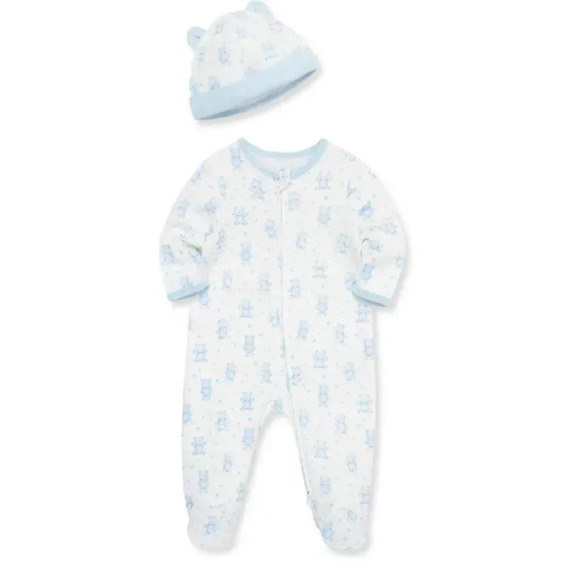 Little Me - Happy Bear Footie-Hat, Blue