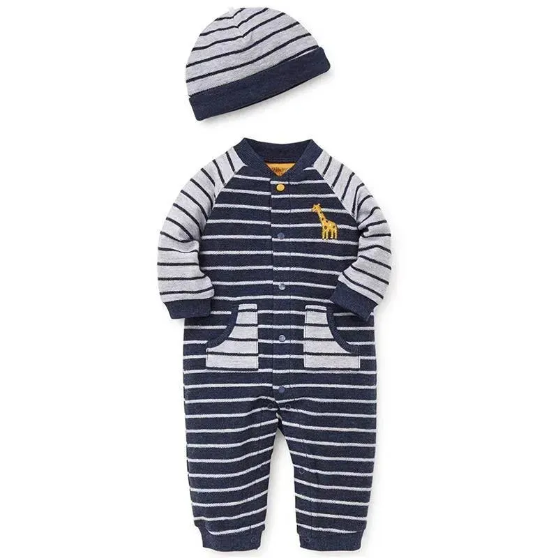 Little Me Jaunty Jungle Coverall Navy - Image 3