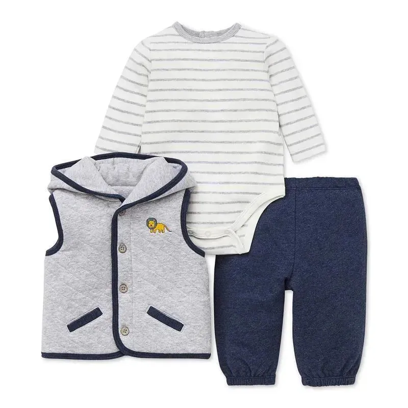 Little Me Jaunty Jungle Vest Set - Navy