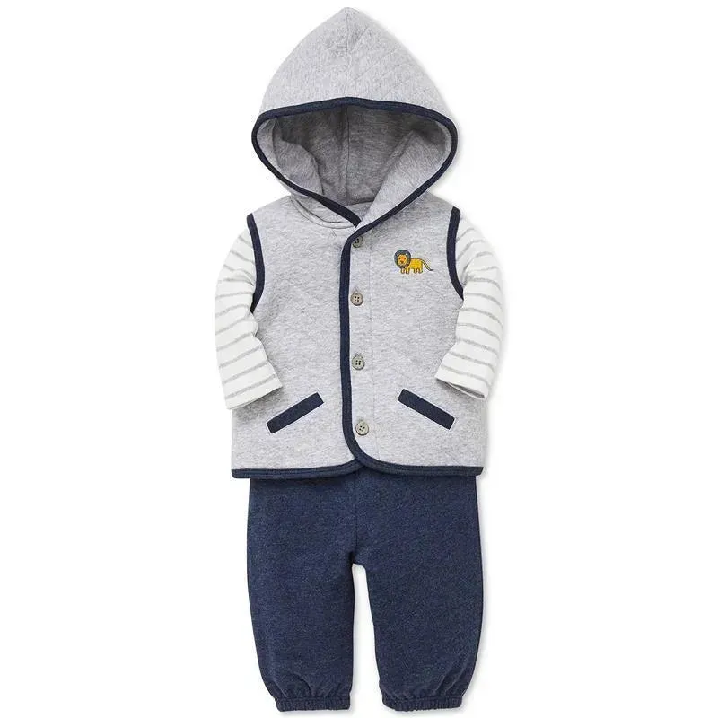 Little Me Jaunty Jungle Vest Set - Navy - Image 2
