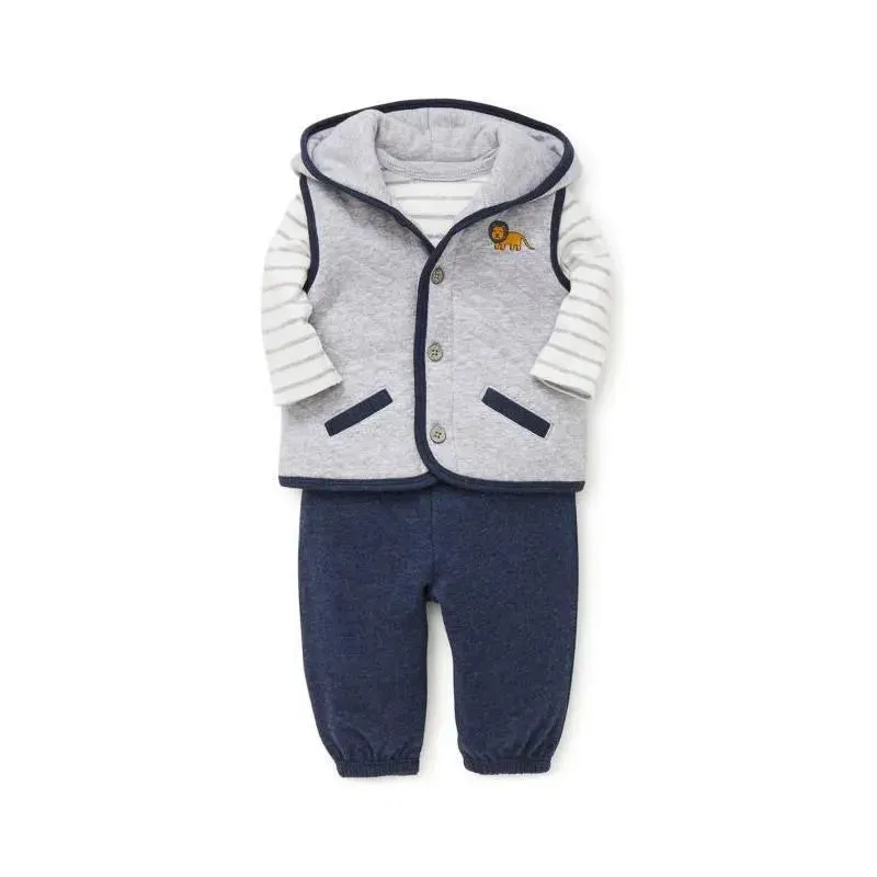 Little Me Jaunty Jungle Vest Set - Navy - Image 3