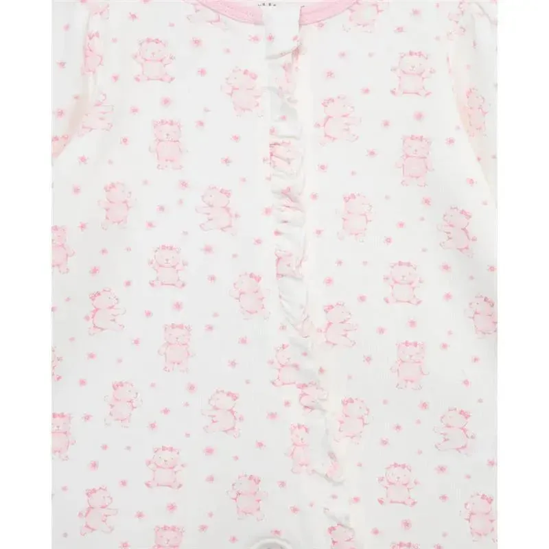 Little Me - Joyful Bear Footie-Hat, Pink - Image 2