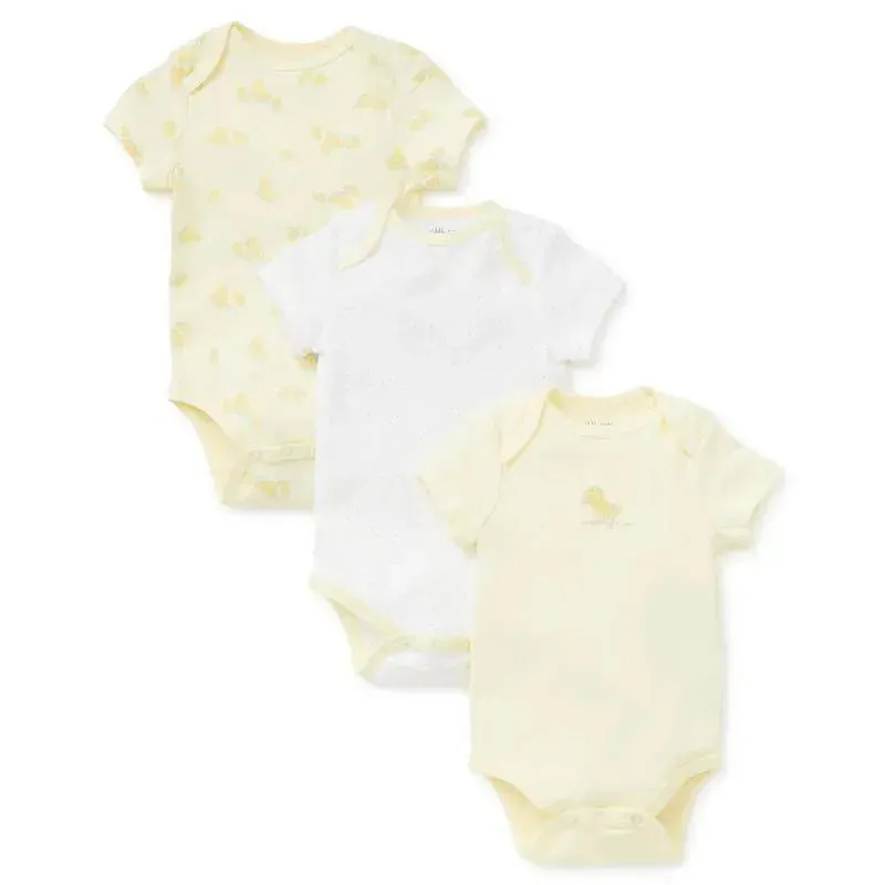 Little Me - Little Ducks 3 Pk Bodysuit, Yellow - Image 3