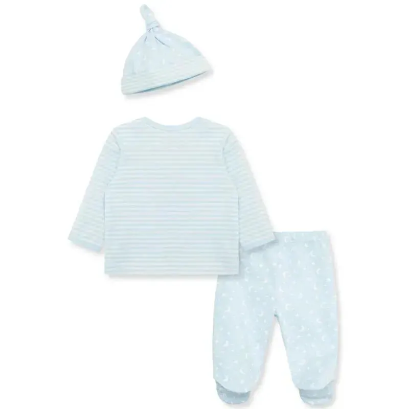 Little Me - Little Lambs Interlock Knit Lap-Shoulder Set & Hat - Image 2