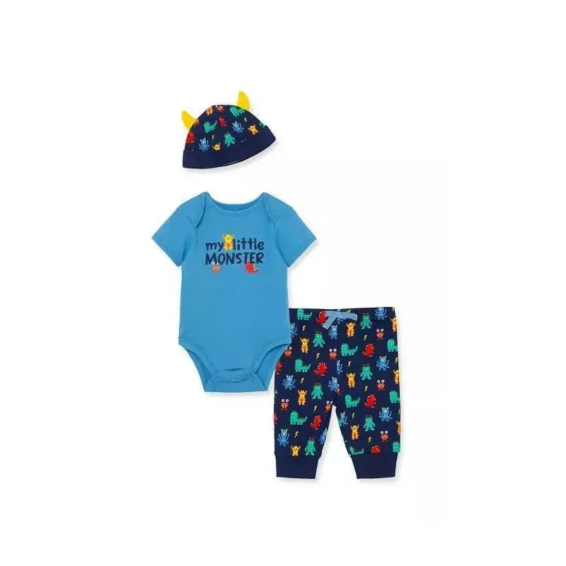 Little Me Monster Bodysuit Set - Blue - Image 8