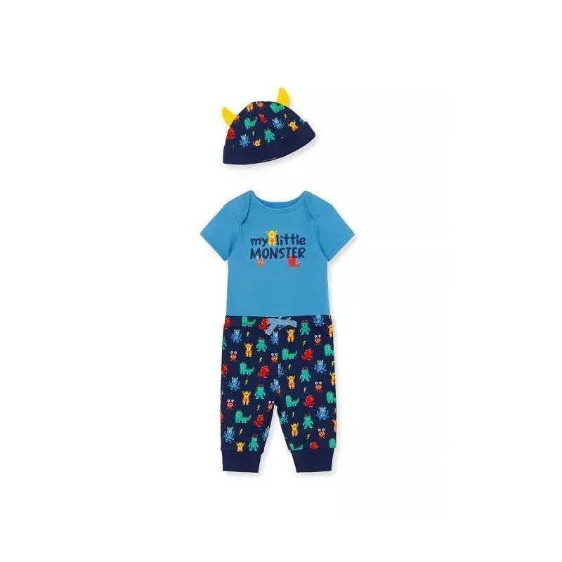 Little Me Monster Bodysuit Set - Blue - Image 9