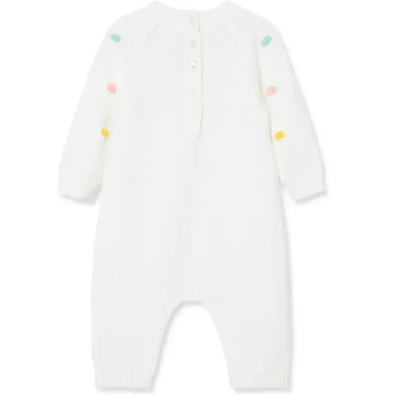 Little Me - Pastel Dots Coverall, Ivory - Image 3