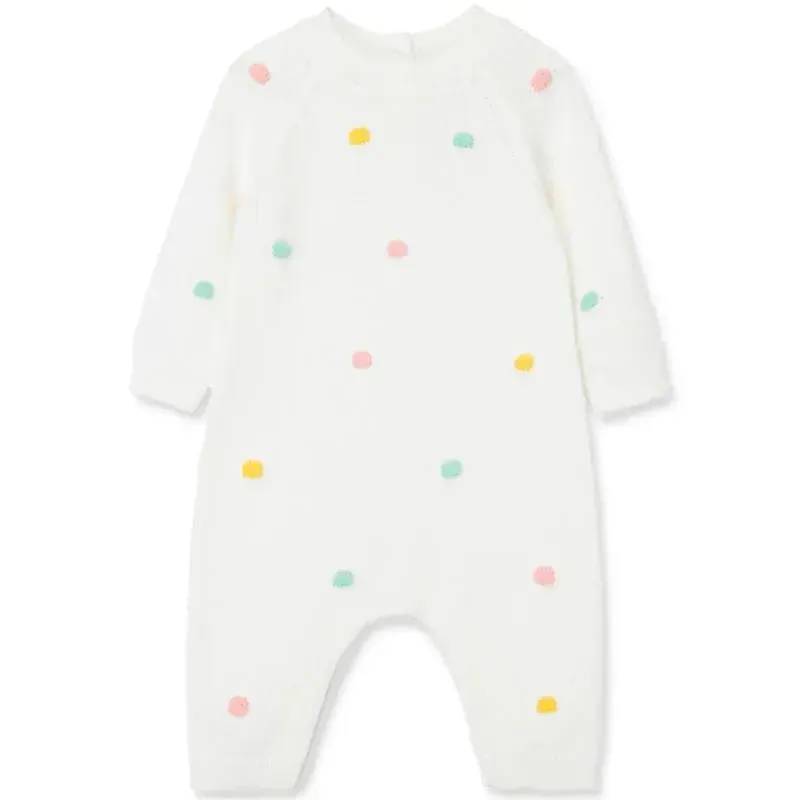 Little Me - Pastel Dots Coverall, Ivory - Image 4