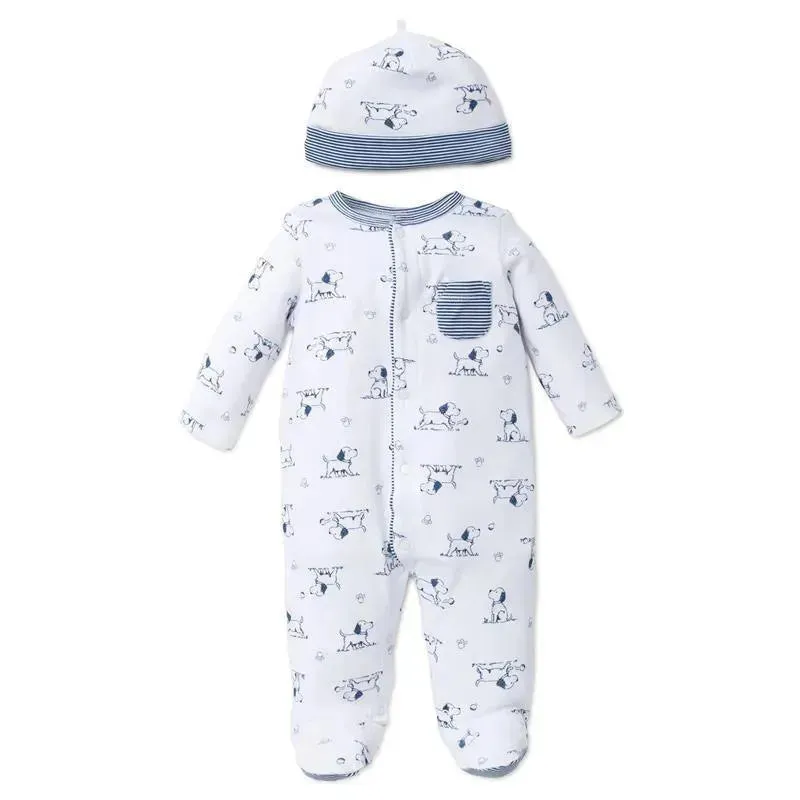 Little Me Puppy Toile Footie with Hat