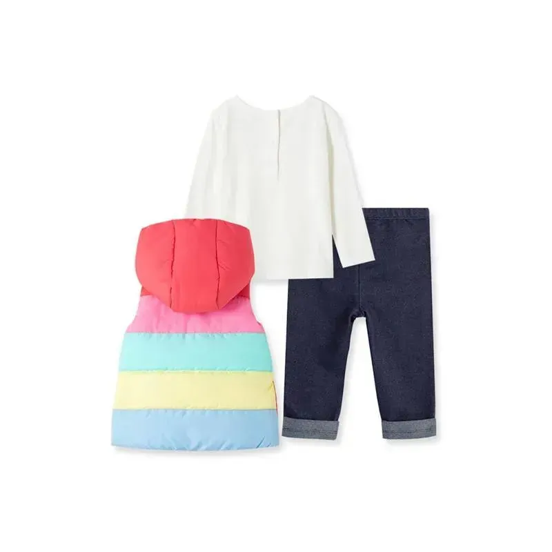Little Me - Rainbow Vest Set, Pink Stripe - Image 2