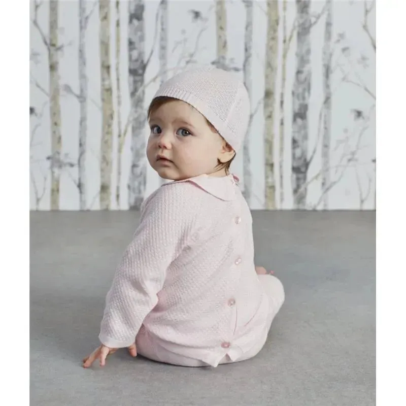 Little Me - Ruffled Pink Sweater Set, Pink - Image 3