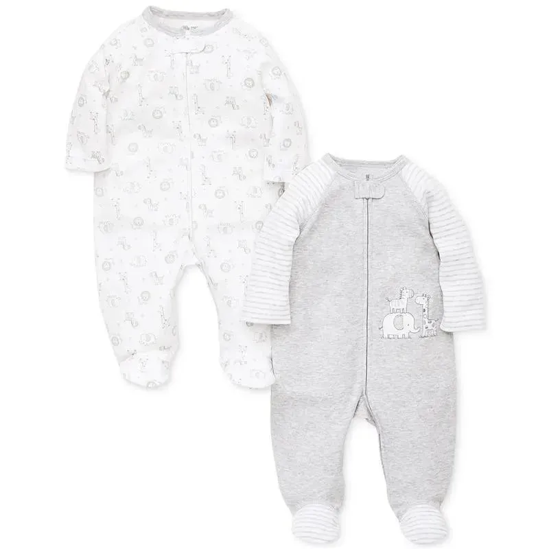 Little Me - Safari 2 Pack Footie, Grey