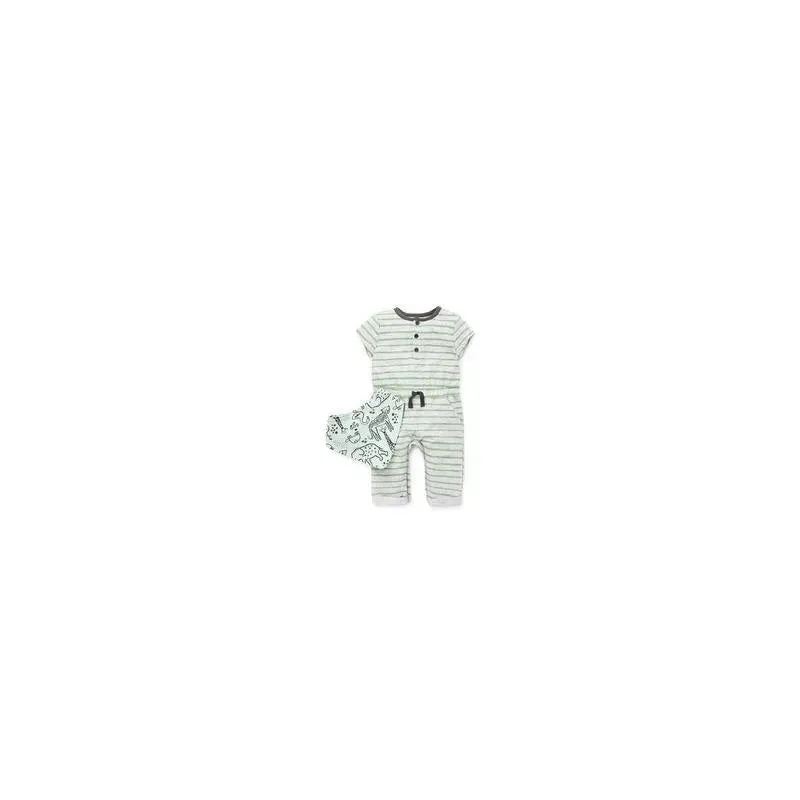 Little Me- Safari Boy Coverall Set, Green - Image 3