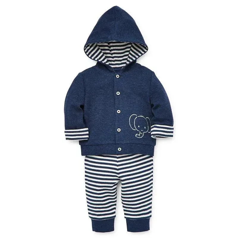 Little Me - Safari Cardigan Set, Blue - Image 4