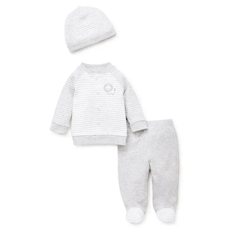 Little Me Safari Dreams Take-Me-Home Cardigan Set - Grey