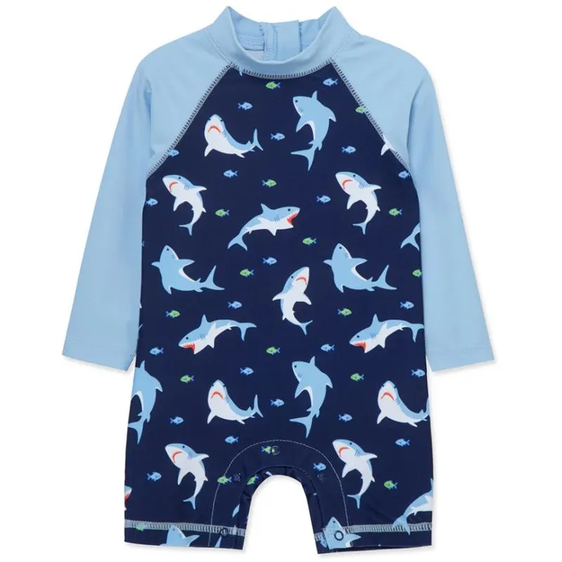 Little Me - Shark Long Sleeve Rashguard Suit