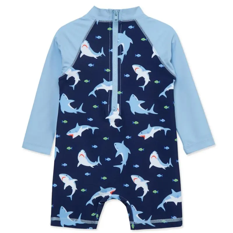 Little Me - Shark Long Sleeve Rashguard Suit - Image 2