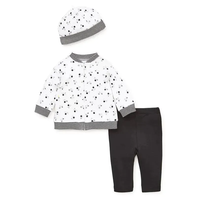 Little Me - Shiny Berry Cardigan Set, Black