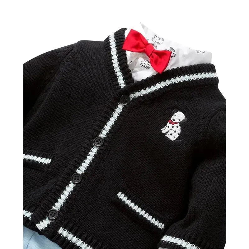 Little Me Signature Luxury Collection Baby Boys Puppy Cardigan Set 3-piece, Sweater, Pant & BowTie, Navy/Ligh Blue - Image 5