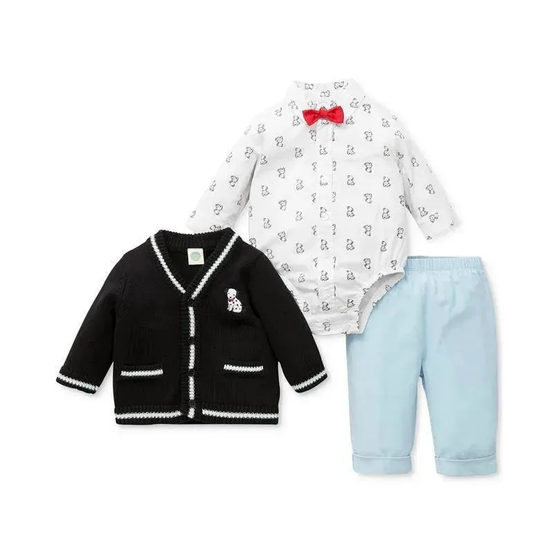 Little Me Signature Luxury Collection Baby Boys Puppy Cardigan Set 3-piece, Sweater, Pant & BowTie, Navy/Ligh Blue - Image 6