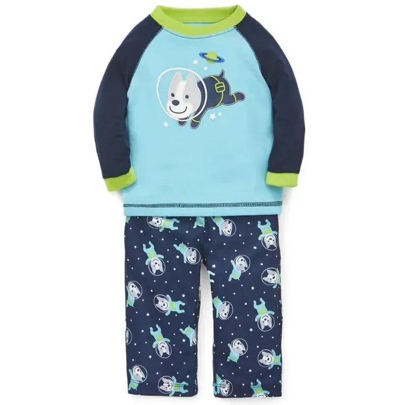 Little Me Space Dog 2-Piece Pajama Set Navy - Image 2