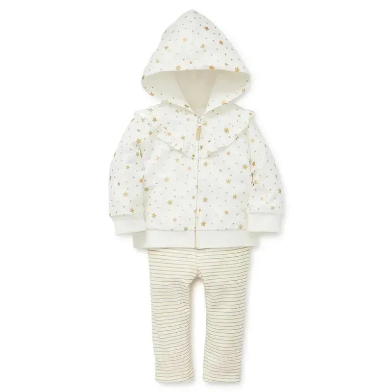 Little Me - Star Hoodie With Legging Set, Ivory - Image 2