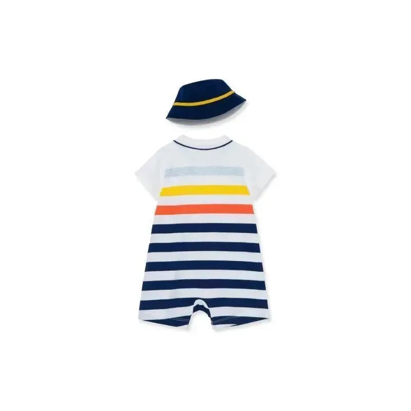 Little Me Striped Whale Romper - Blue - Image 2