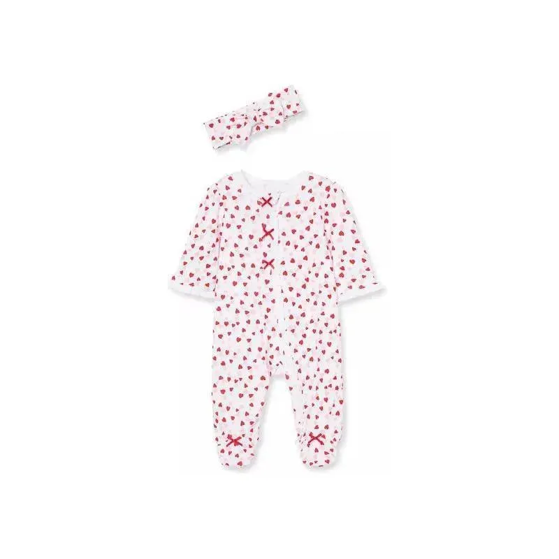 Little Me Valentine Footie with Headband - Image 2