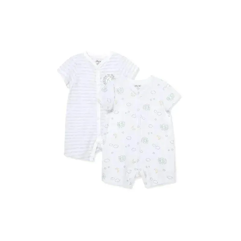 Little Me World 2Pk Rompers - White - Image 4