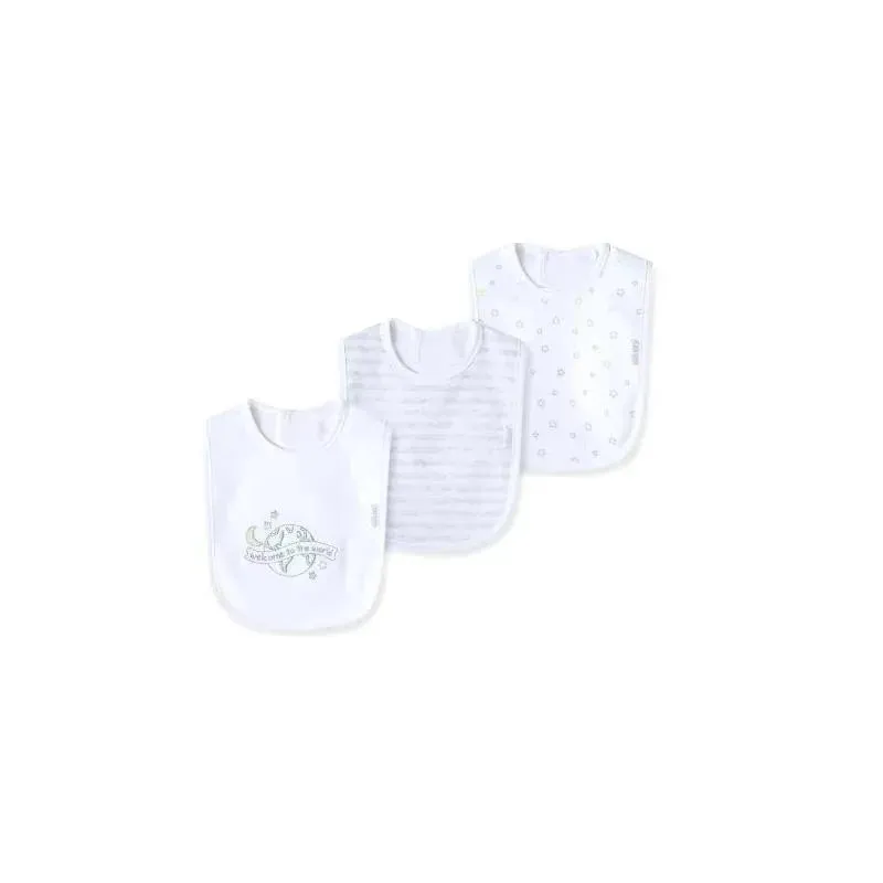 Little Me World Bibs 3Pk One Size - White
