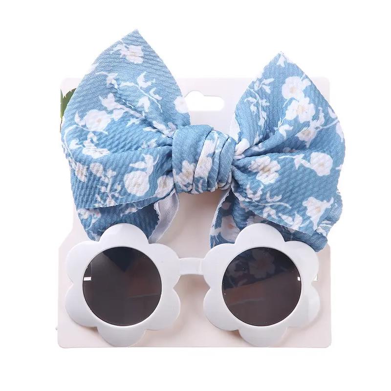 Little Trendy - Baby Girl Summer Sea Sunglasses And Floral Headband Set, Color 5