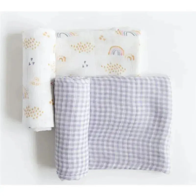 Little Unicorn - 2Pk Deluxe Muslin Swaddle, Rainbow Gingham